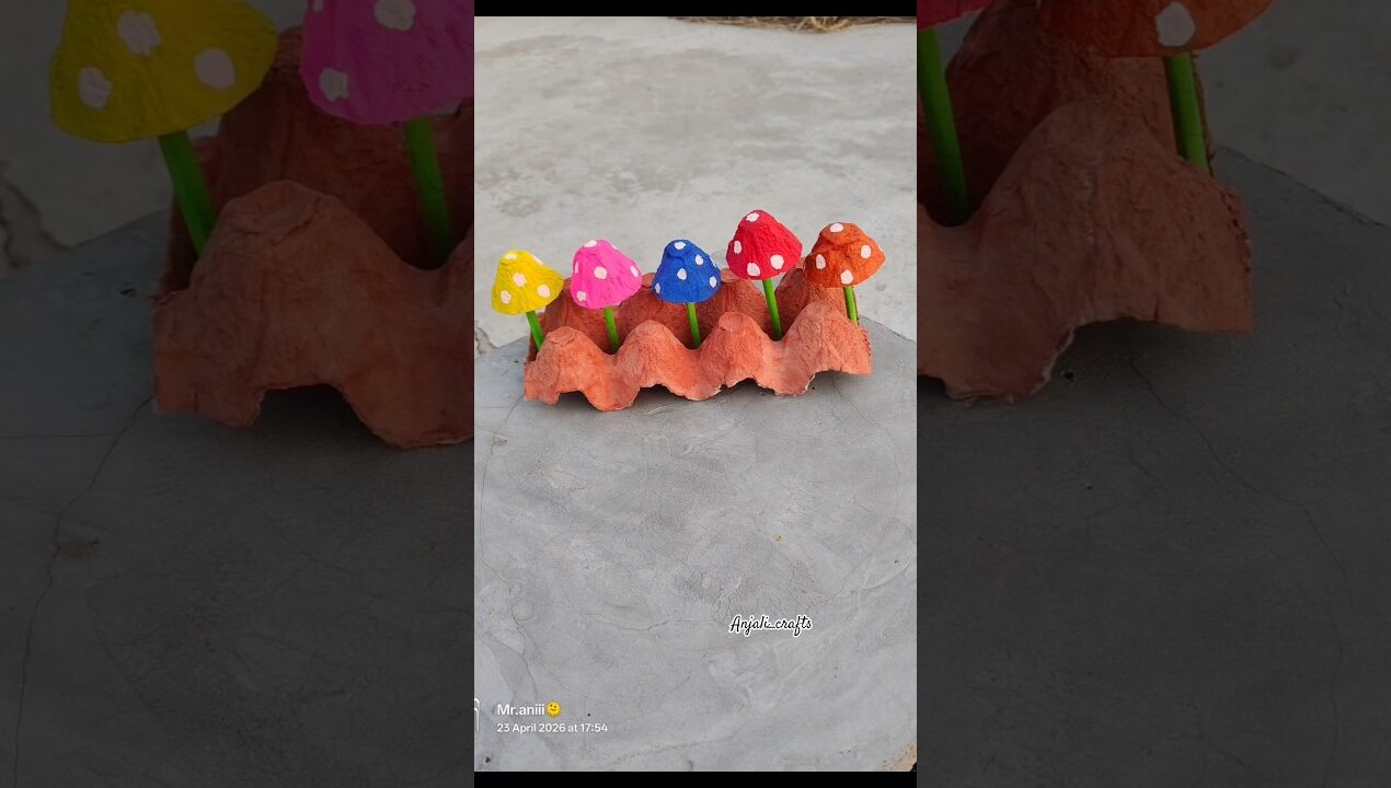 diy egg tray flower craft ideas 🍄✨#diy #craft #art #artscraft #shorts