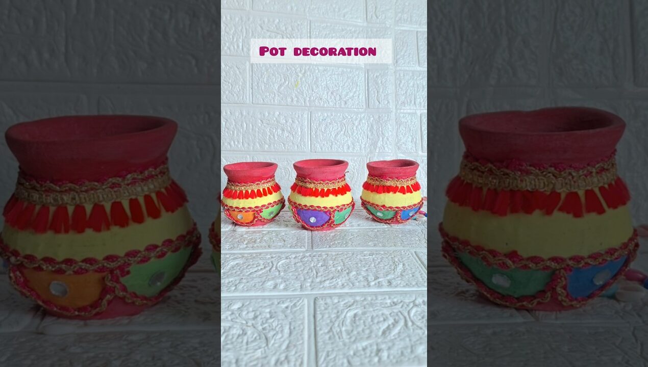 DIY pot decoration #shorts #potdecorationideas #viralshort #trending #art #pot  #matkadecoration