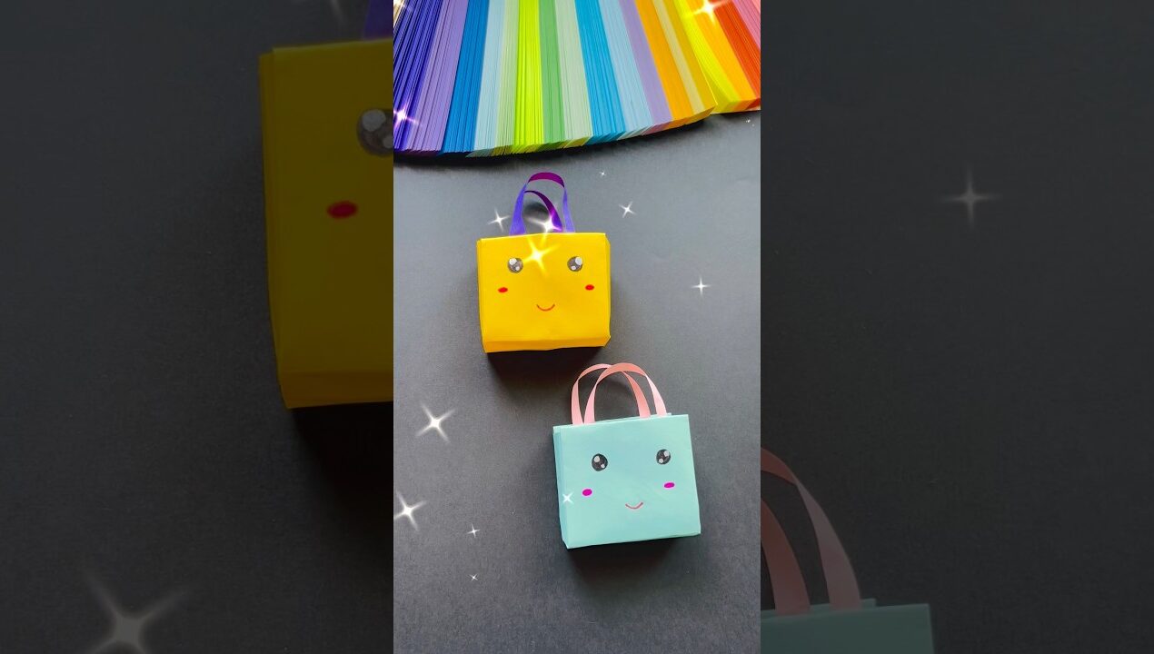 DIY Tiny Paper Bags for kids 🛍️ #diy #papercraft #easycraft #craft