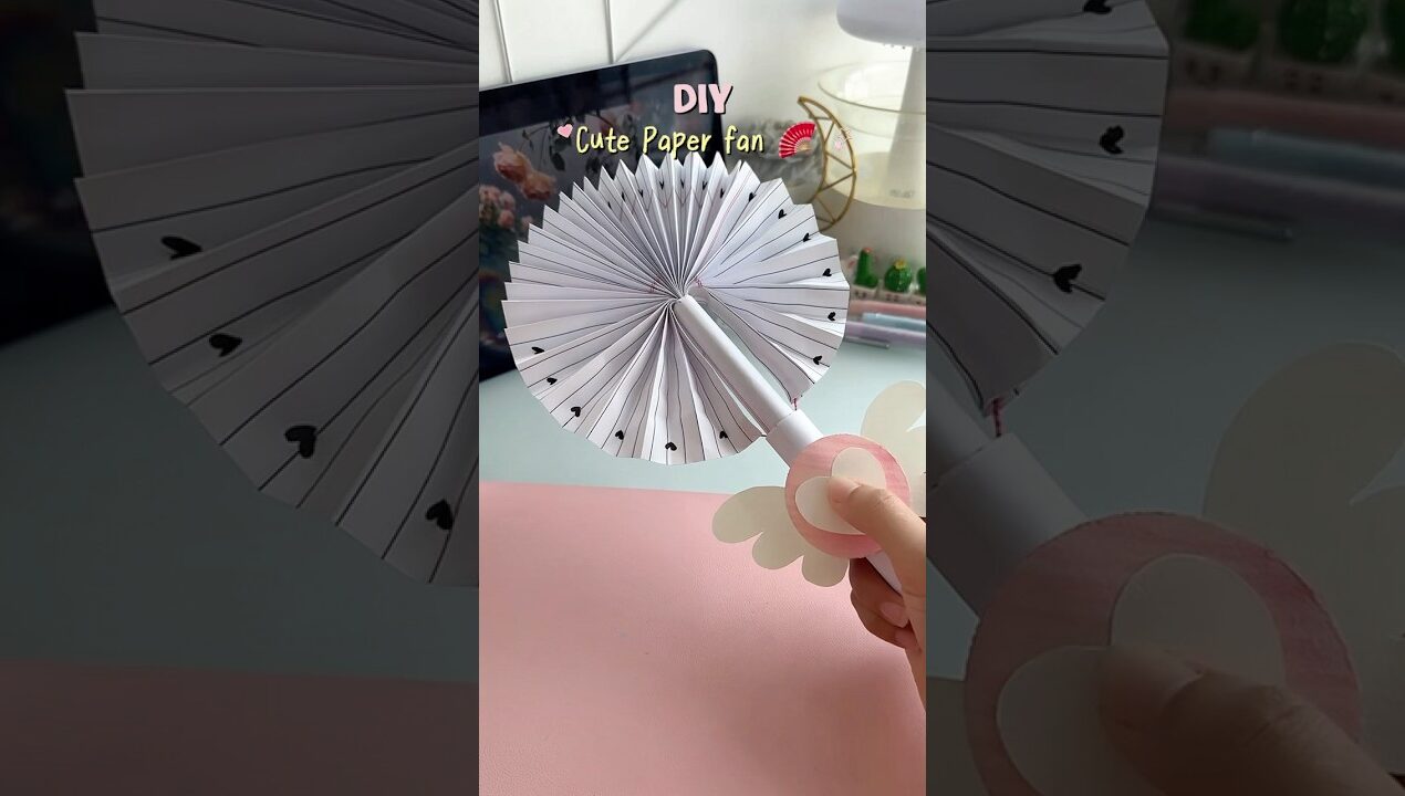 DIY Paper Fan 🪭✨ #shorts #art #diy #craft  #youtubeshorts