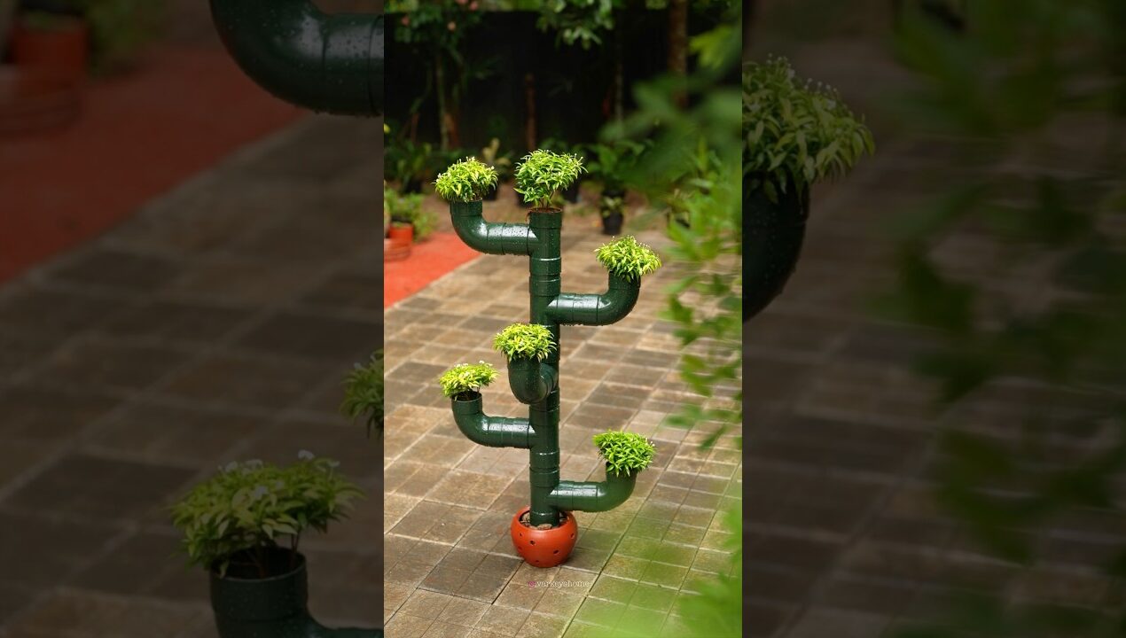 DIY Elbow Pipe Planter 🌱 #craftyhome #garden #diy #homedecor #handmadeplanter #homeplants #planter