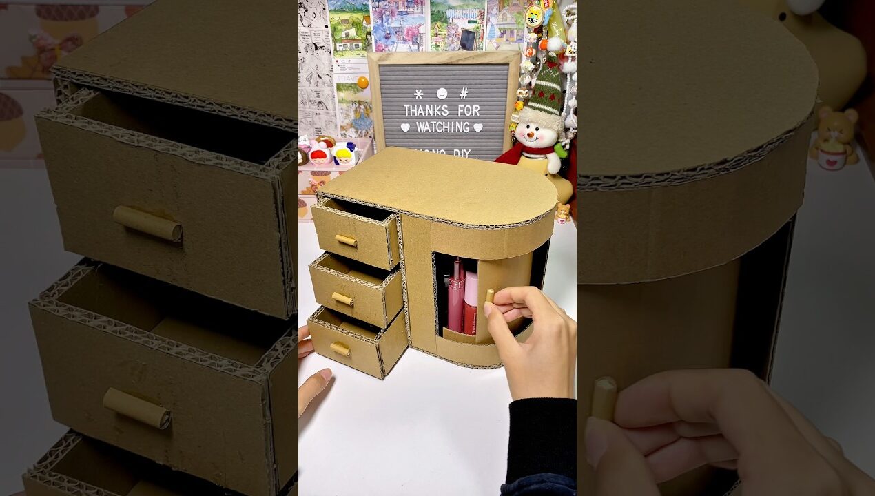 Tủ lưu trữ bốn ngăn cánh kéo | Four-compartment cabinet #diy #craft #cardboard