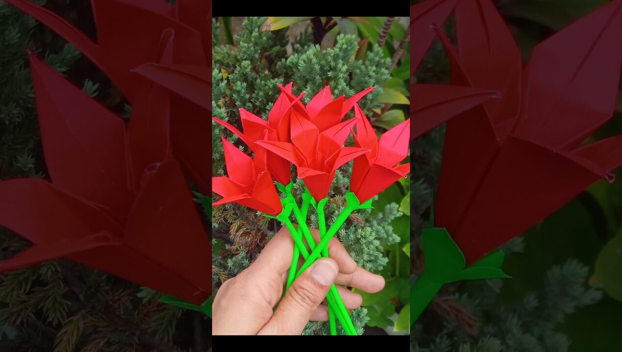 How to Make Beautiful Paper Lily Flowers 🌷 | Easy Paper Craft #shorts #youtubeshorts #trending #diy