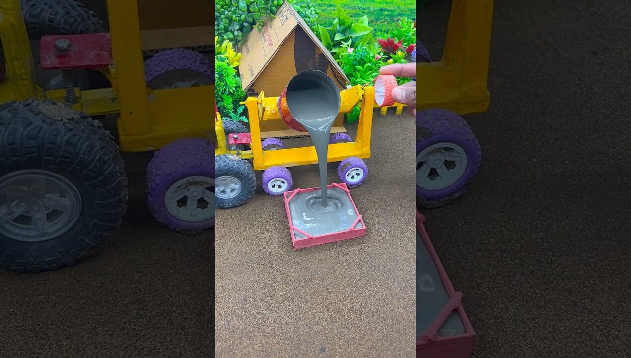 😳 Tiny Tractor Builds Real Cement Pillar! | Next Level DIY Mini Construction 🚜 #shorts