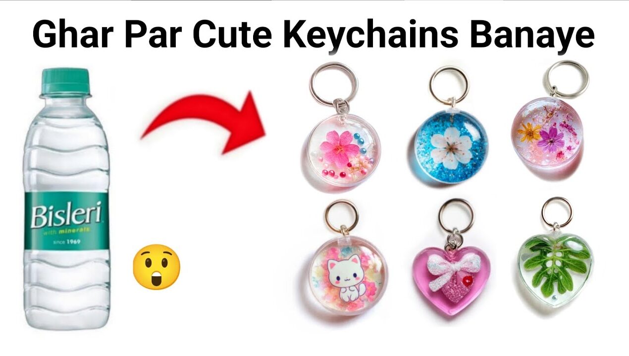 How to make Keychain from waste materials /Homemade glass keychain/DIY gift Keychain/bottle Keychain