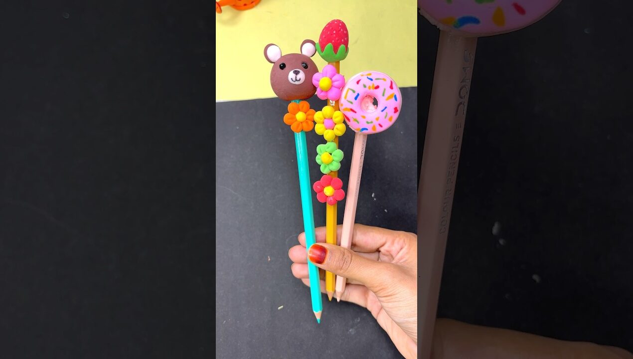Diy clay pencil ✏️ topper for kids/#kidsvideo #shortfeed #pencil #craft #claytoy #diy