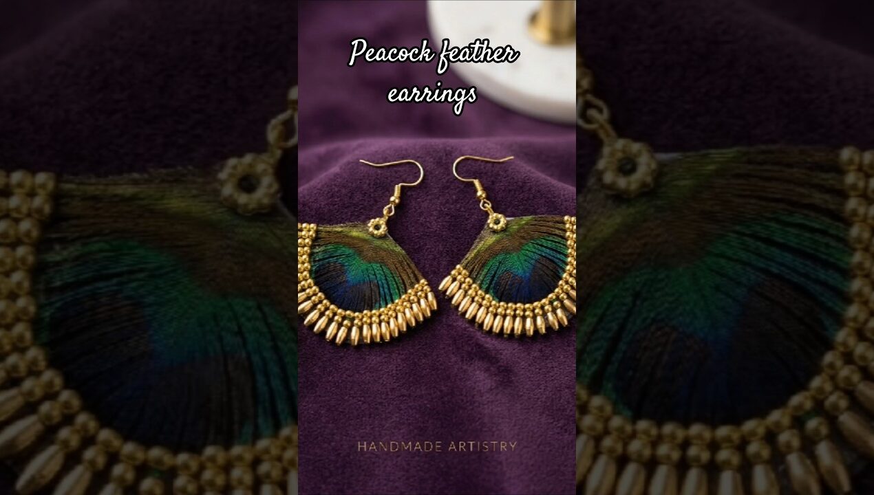 Elegant Peacock Feather Earrings #shortvideo #diy