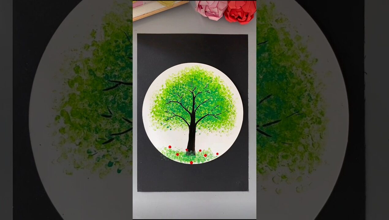 Fruit Peel Painting Hack | Easy Tree Painting Idea for Beginners | DIY Art Trick #shorts #viralvideo