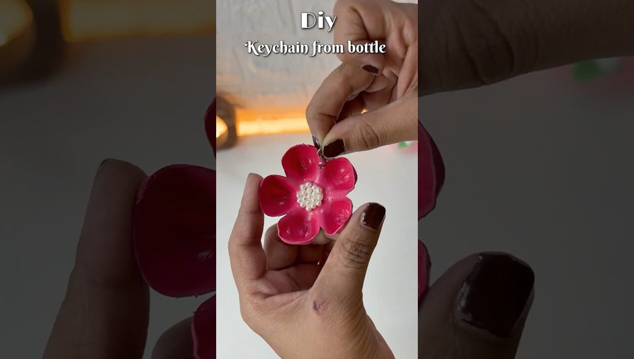 Diy cute keychain from bottle #shorts #bestoutofwaste #diy #craft #cute #youtubeshorts