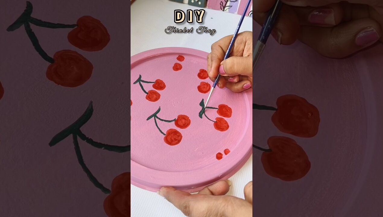 🍒DIY Trinket Tray #shorts #youtubeshorts #artshorts #diy #craft @Dtcreativities