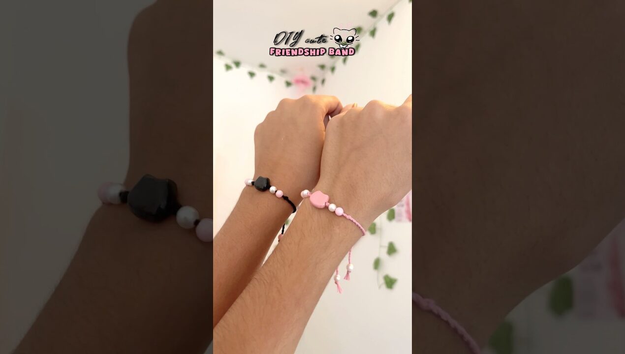 Handmade friendship band￼🖤💖 #diy #friendshipband #shorts #handmade