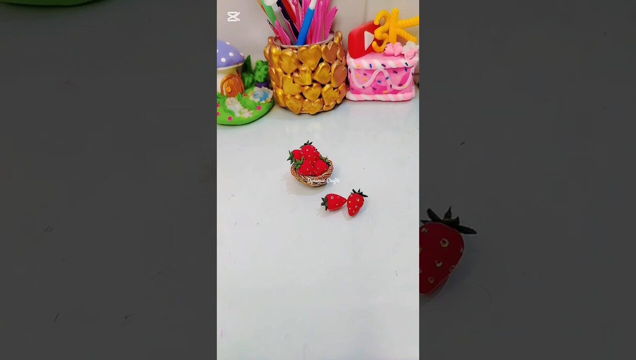 DIY clay strawberry🍓❤️#diy #strawberry #shorts