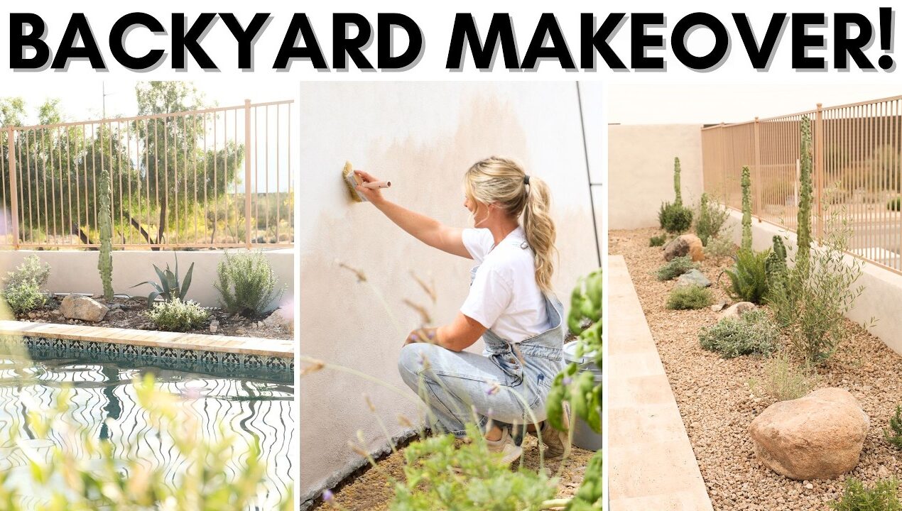 *BACKYARD MAKEOVER* || DIY STUCCO WALL || NATURAL LANDSCAPING IDEAS