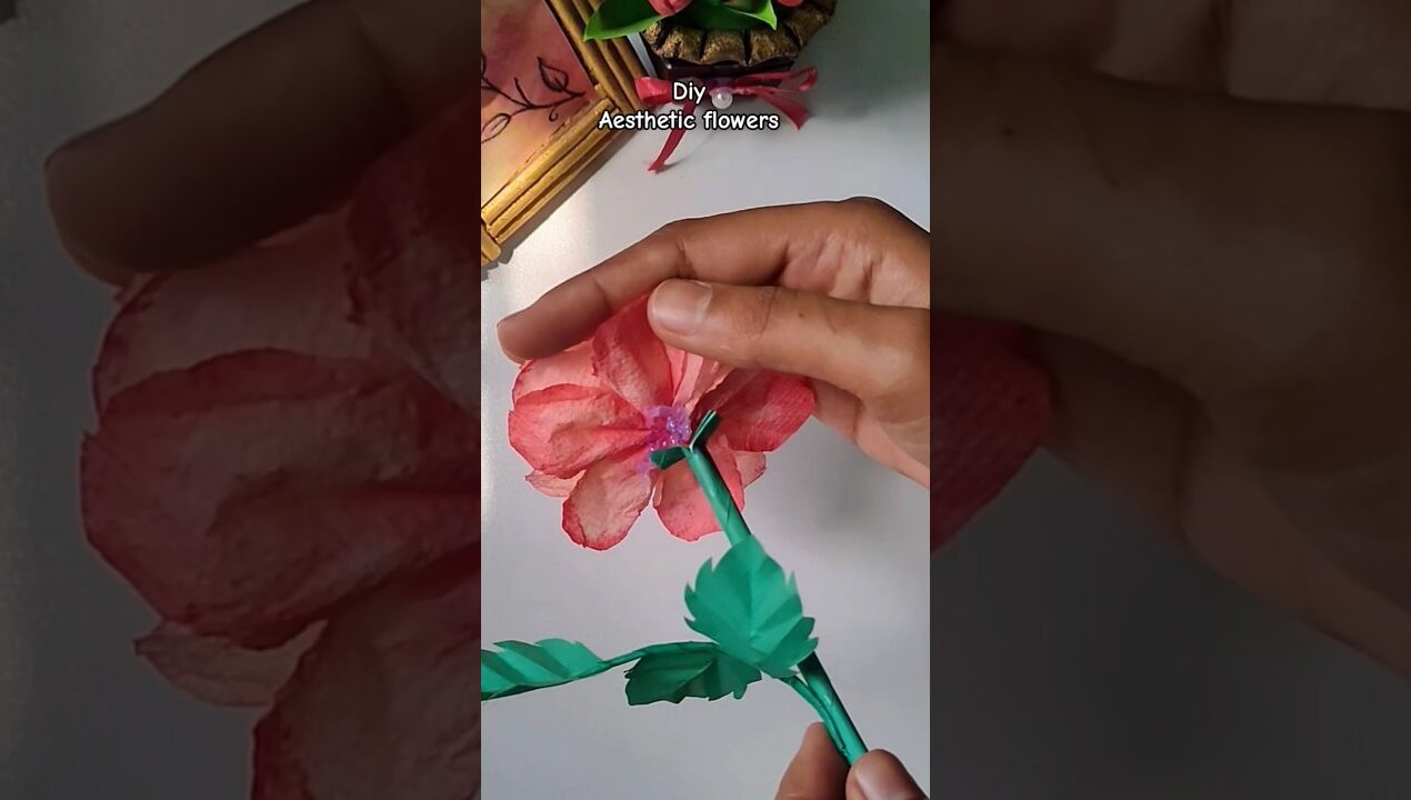 Diy aesthetic tissue paper flowers | #diy #craft #rose #shorts