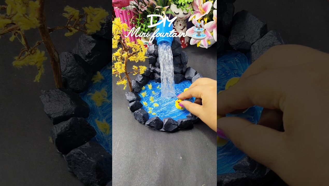 diy mini waterfall fountain ⛲ #diy #craft #handmade #artandcraft #youtubeshorts #waterfall #fauntain