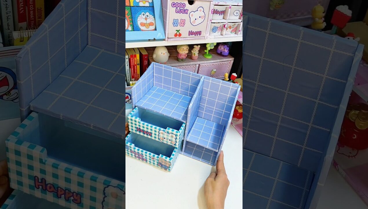 Cardboard desk shelf | Kệ để bàn carton #diy #craft #handmade #ideas  #youtubeshorts #xuhướng