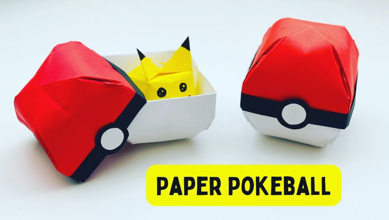 How To Make Easy Paper Pokeball  For Kids / KIDS Craft Ideas / Paper Craft Easy / KIDS crafts