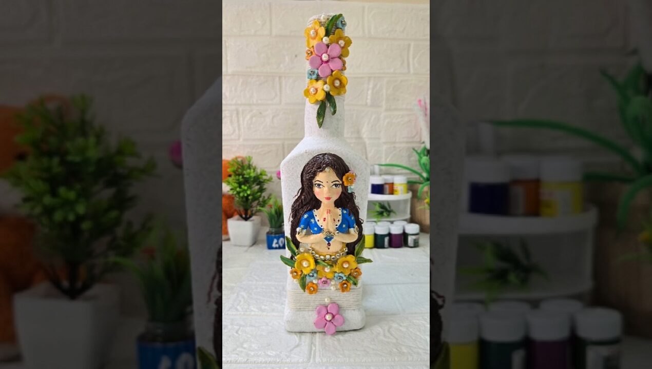 Diy bottle crafts | diy bottle decor #diy #handmade #craft #clay #decor #homedecor #shorts
