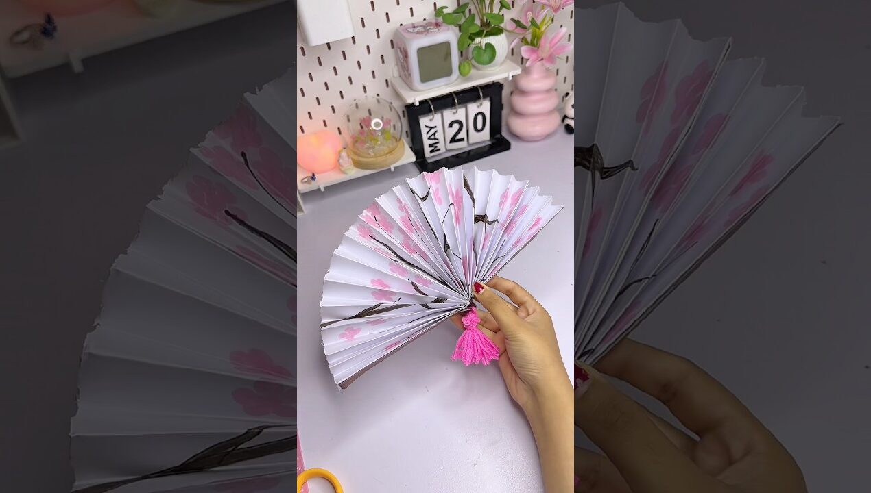 DIY Paper Fan🪭🪭.#shorts #diycrafts #craftideas #foryou #craft #diy