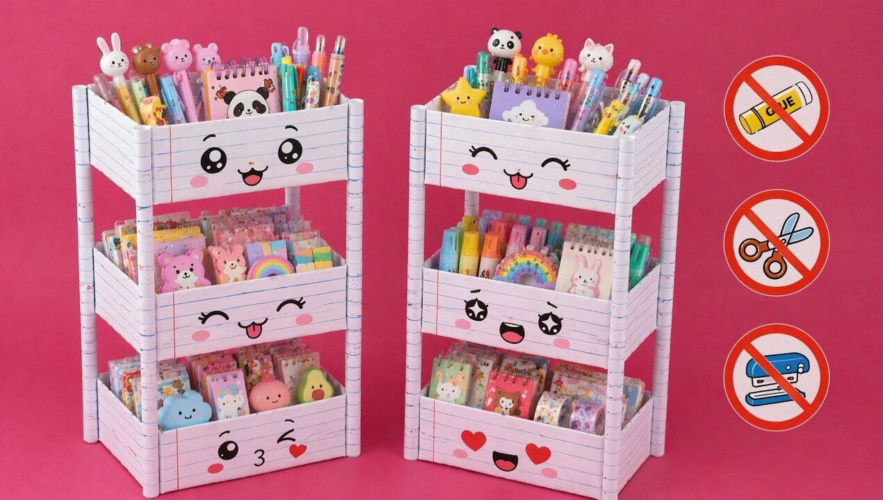 Notebook paper organizer |No glue paper craft|Easy paper craft without glue|No glue paper box