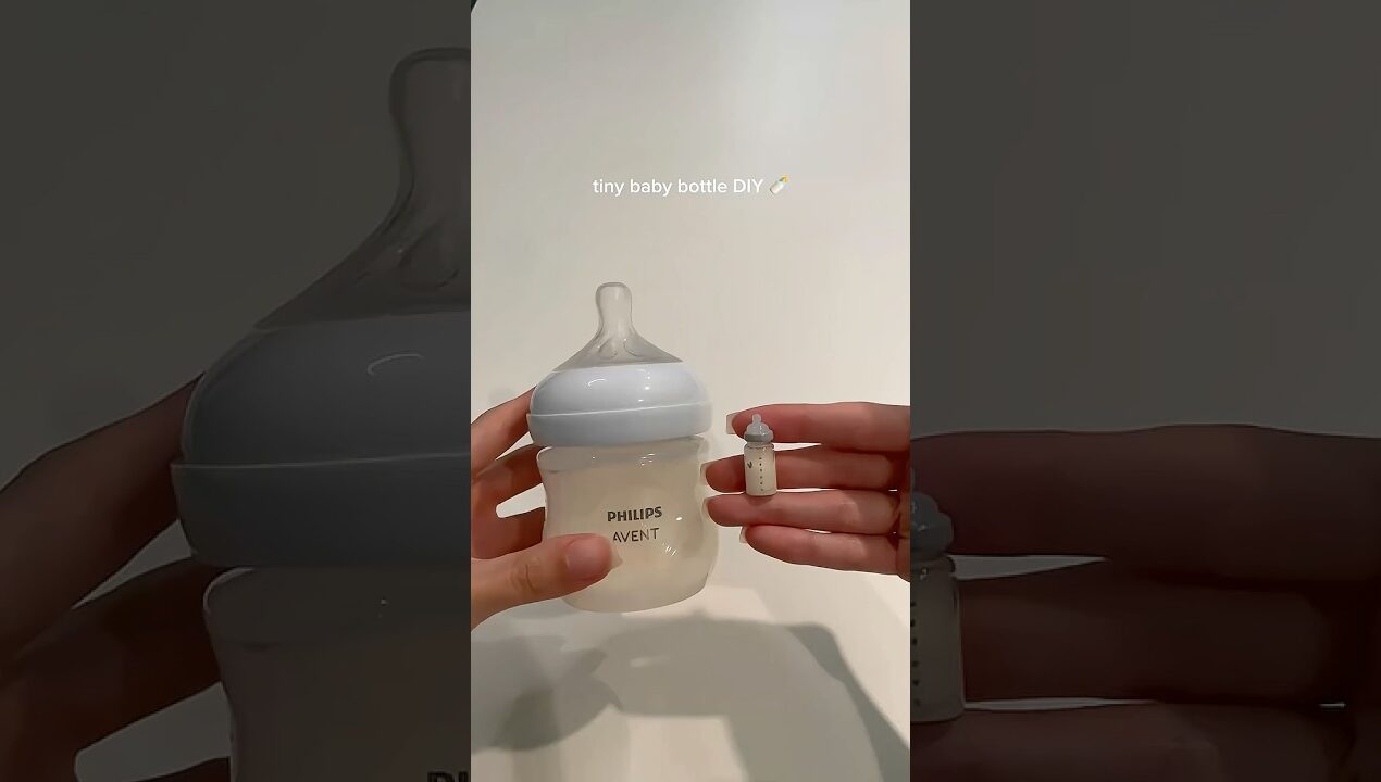 miniature baby bottle DIY 🫶🏻 #fy #diy #miniature #dolls #cute #baby #tutorial