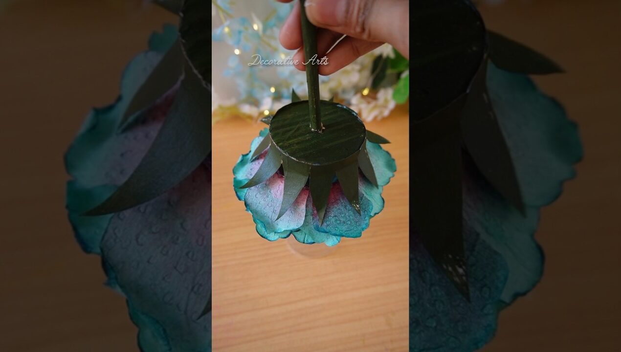 How to Make Aesthetic Rose With Tissue Paper/DIY Flower Making Ideas/#craft #diy #short