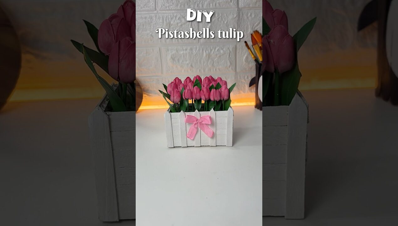 Diy Pista Shells Tulip Flowers 🌷 #shorts #diy #viralvideo #viralshorts #handmade