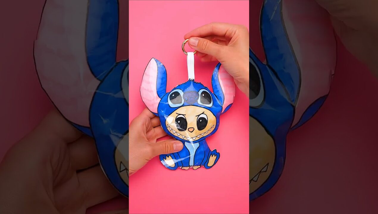 Labubu & Stitch Collab?! 💙 DIY Keychain That’ll Melt Hearts #easy #diy #shorts