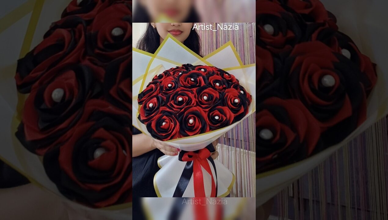 DIY ribbon rose bouquet #viralvideo #shorts #diy