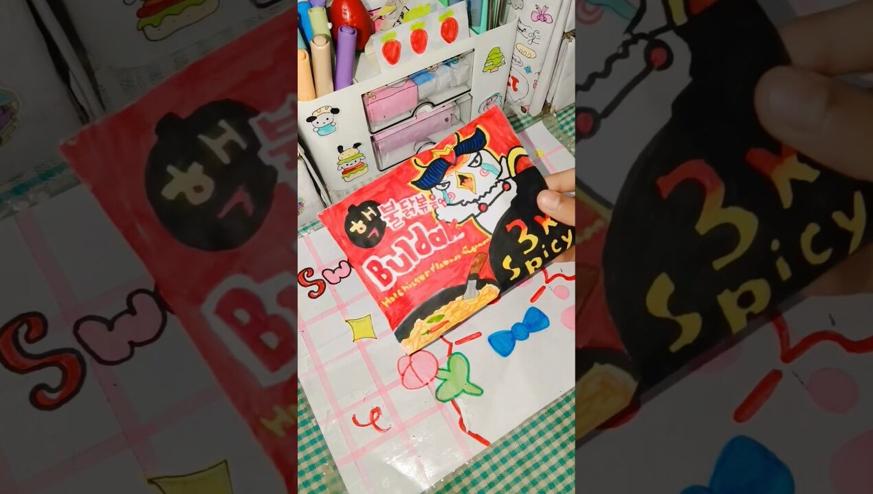 DIY Buldak 3x Spicy Noodles 🌶️🍜 Paper Craft #shorts #trending #diy#buldak #ramen #viralshorts