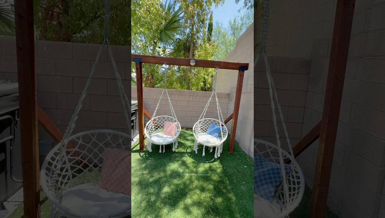 DIY swing set- #mybackyard #diyprojects #swingset #backyardfun #backyard #diyfun #diyideas #diyidea