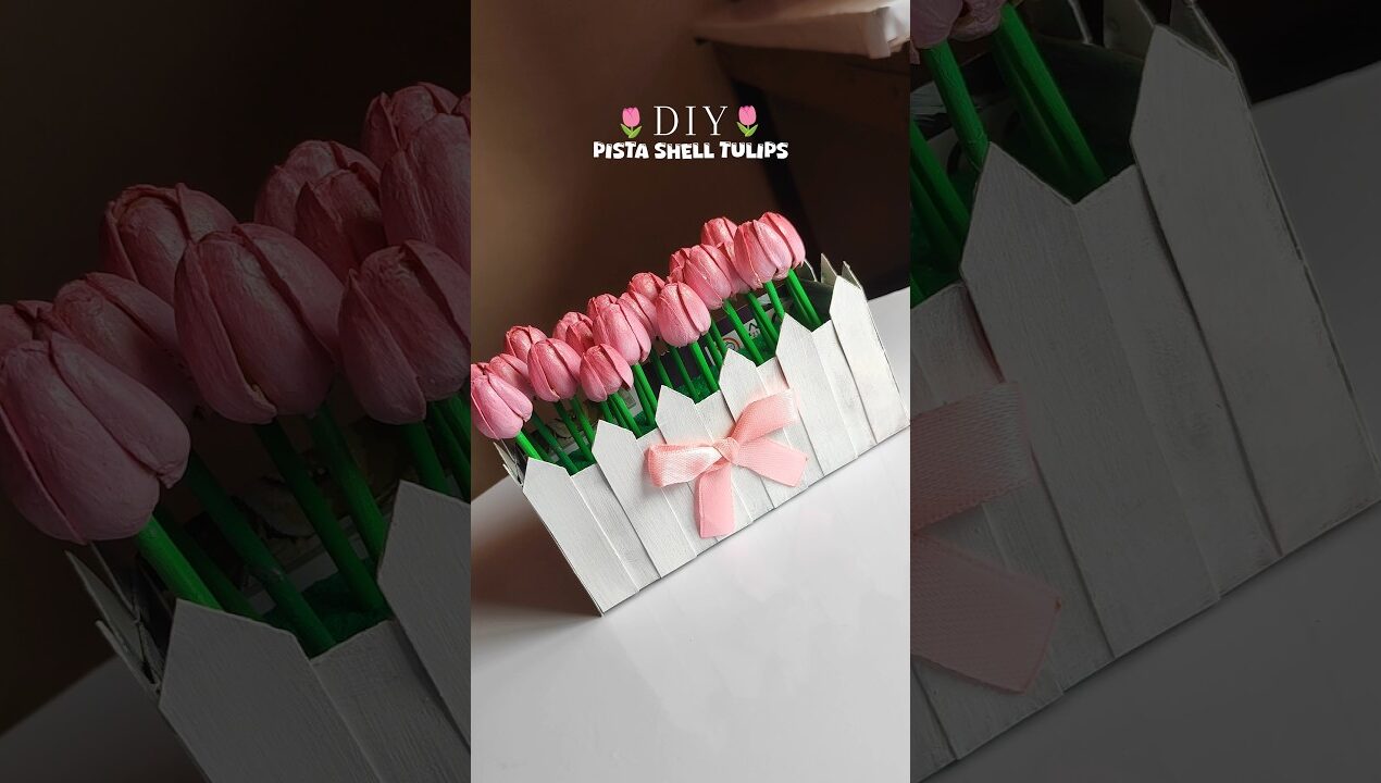 Diy pista shells tulip flowers 🌷 #shorts #viral #trending #craft #art #aesthetic #diy