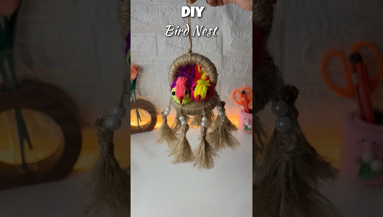 Diy jute bird nest #shorts #diy #craft #handmade #art