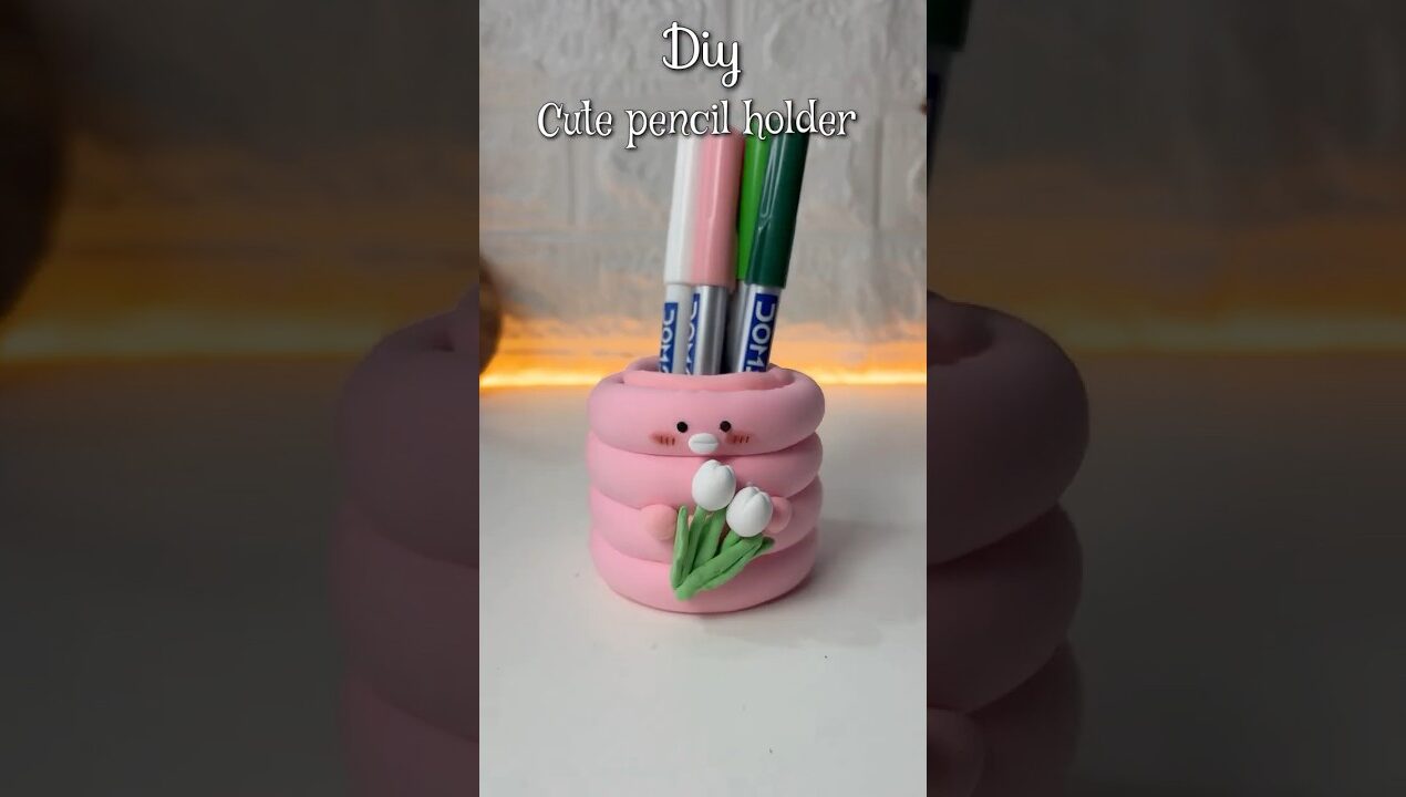 Diy cute pencil holder #shorts #diy #craft #viral #youtubeshorts