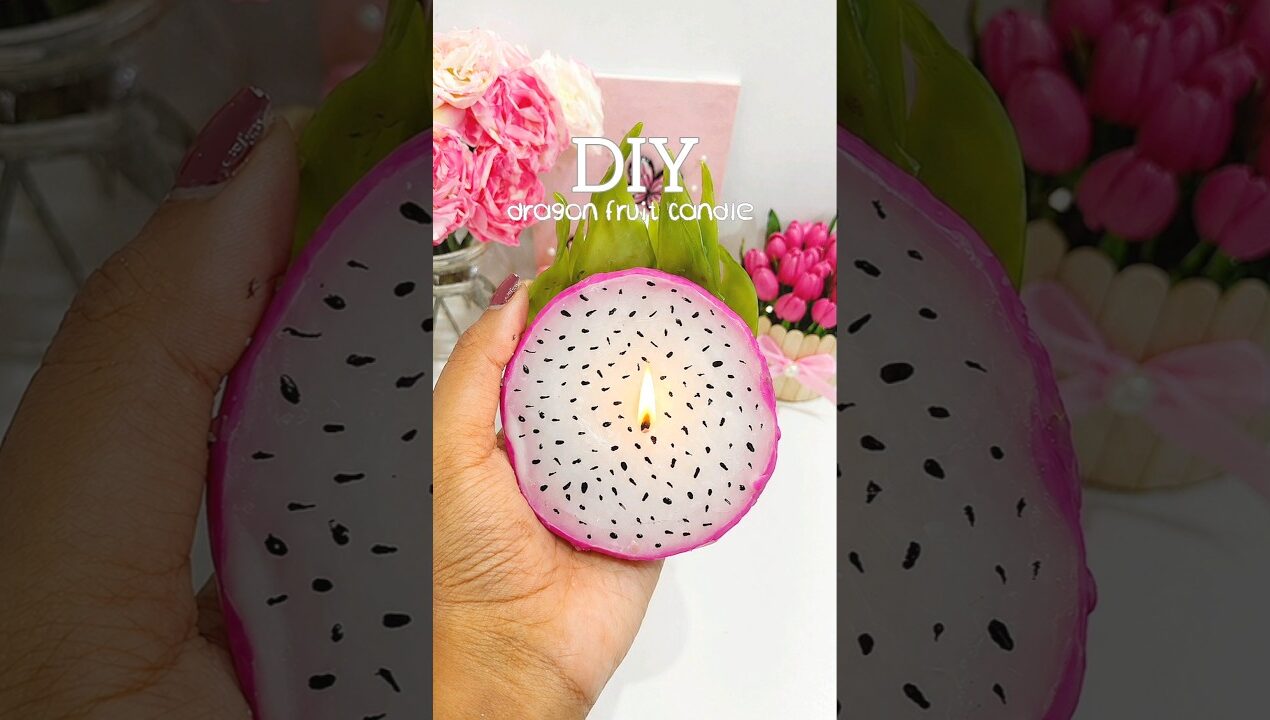 diy dragon fruit candle🎀💗#shorts #diy #candle #candlemaking #dragonfruit #craft