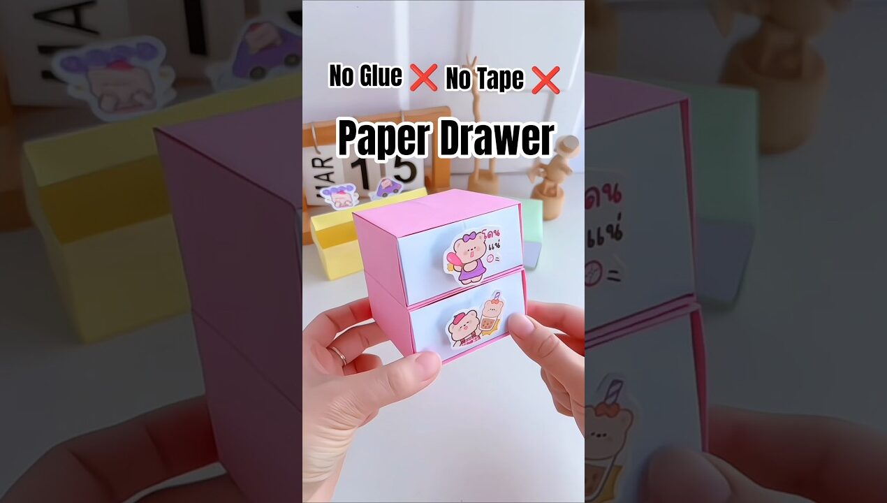 No Glue ❌ No Tape ❌ Paper Organizer/ Drawer #diy #craft #art #organizer