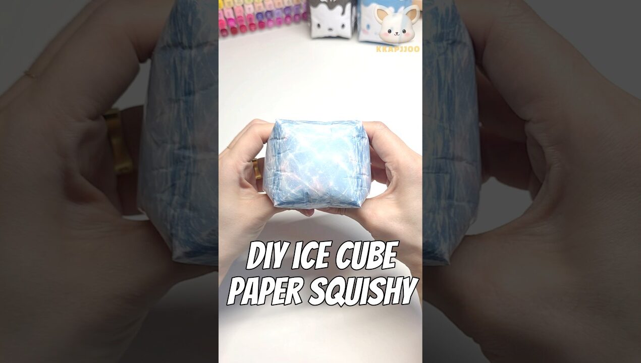 DIY Paper Squishy | Chewy Ice Cube – So Satisfying 🧊#howtomake #freetemplate #craft #fidgettoys