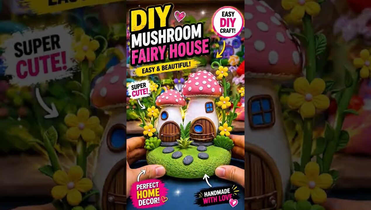 cute mushroom house diy 🍄✨ unbelievable mini craft #shorts #diy #craft #mushroomhouse #minihouse