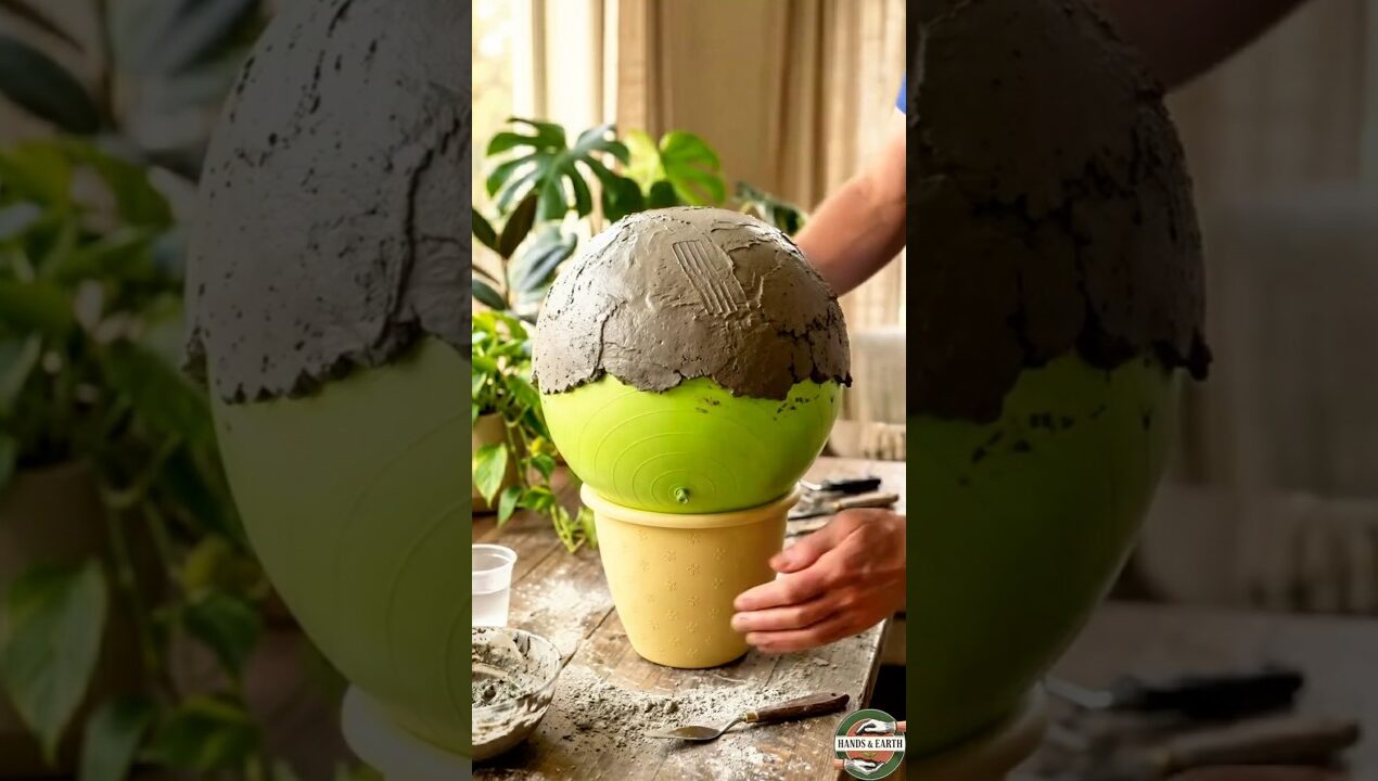 ⚽Balloon + Concrete = Garden Magic ✨ #satisfying #diy #plants