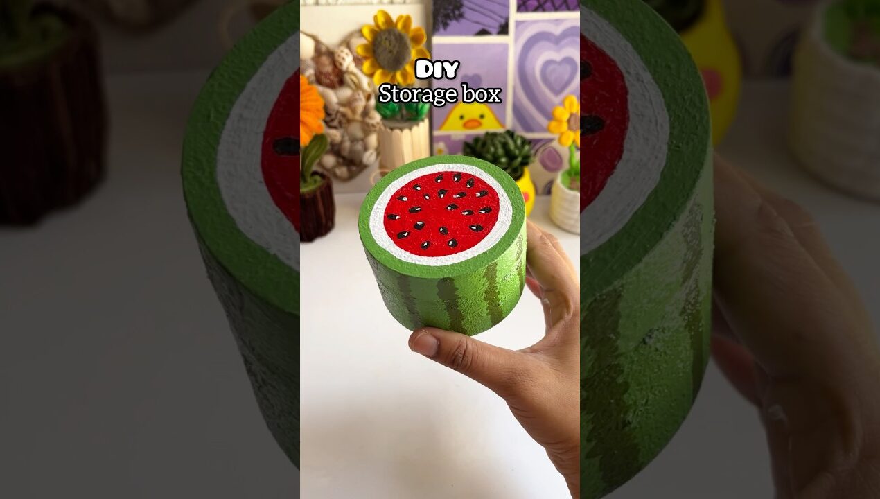 Diy storage box 🩷🧿 #craft #craftideas #artscraft #watermelon #youtubeshorts #creativeart #diy