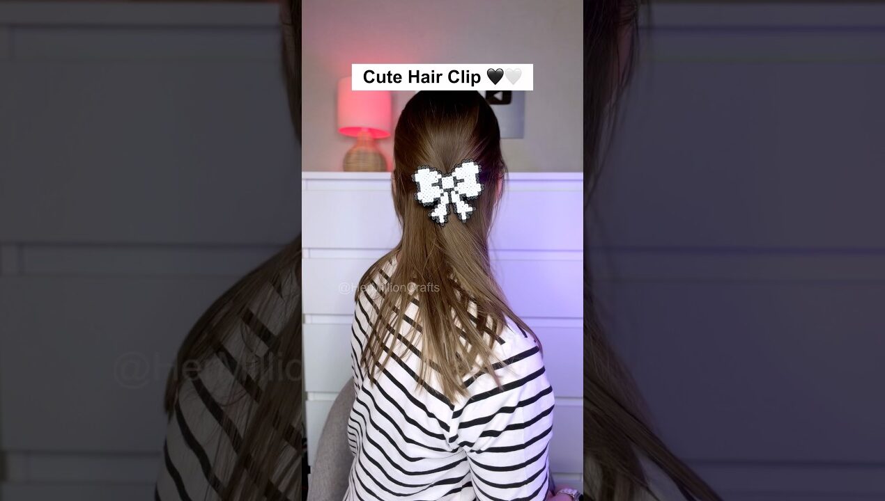 DIY Coquette Hair Clip! 🖤🤍 Perler Beads Hack #diy #craft #viral #trending