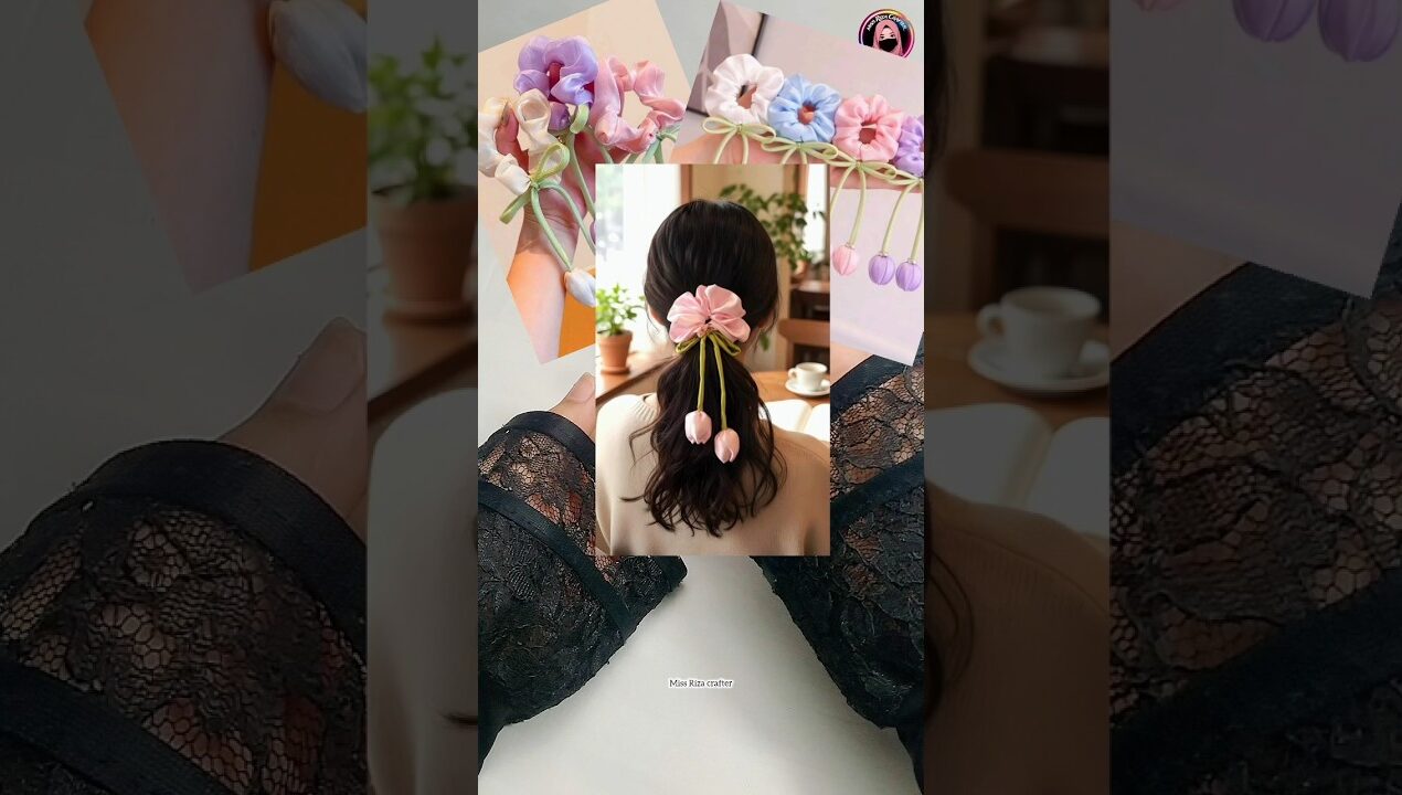 I Made this Viral Tulip Scrunchie 🌷🤩✨ #shorts #diy #youtubeshorts