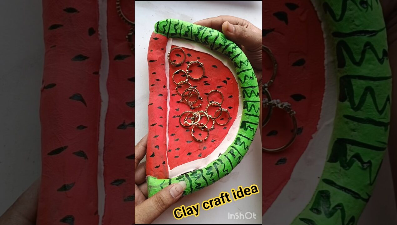Diy idea‼️✨How to make Watermelon shape tray by clay💕🍓#craft #clayart #clay #claycraft #craftyhome