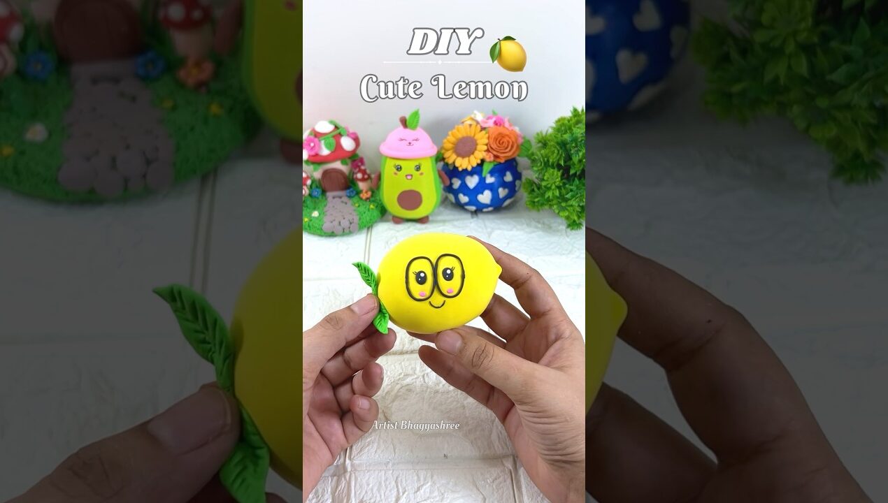 DIY Cute Lemon 🍋💛✨ #shorts #diy #craftideas #art #handmade #clay #artandcraft #ytshorts #crafty