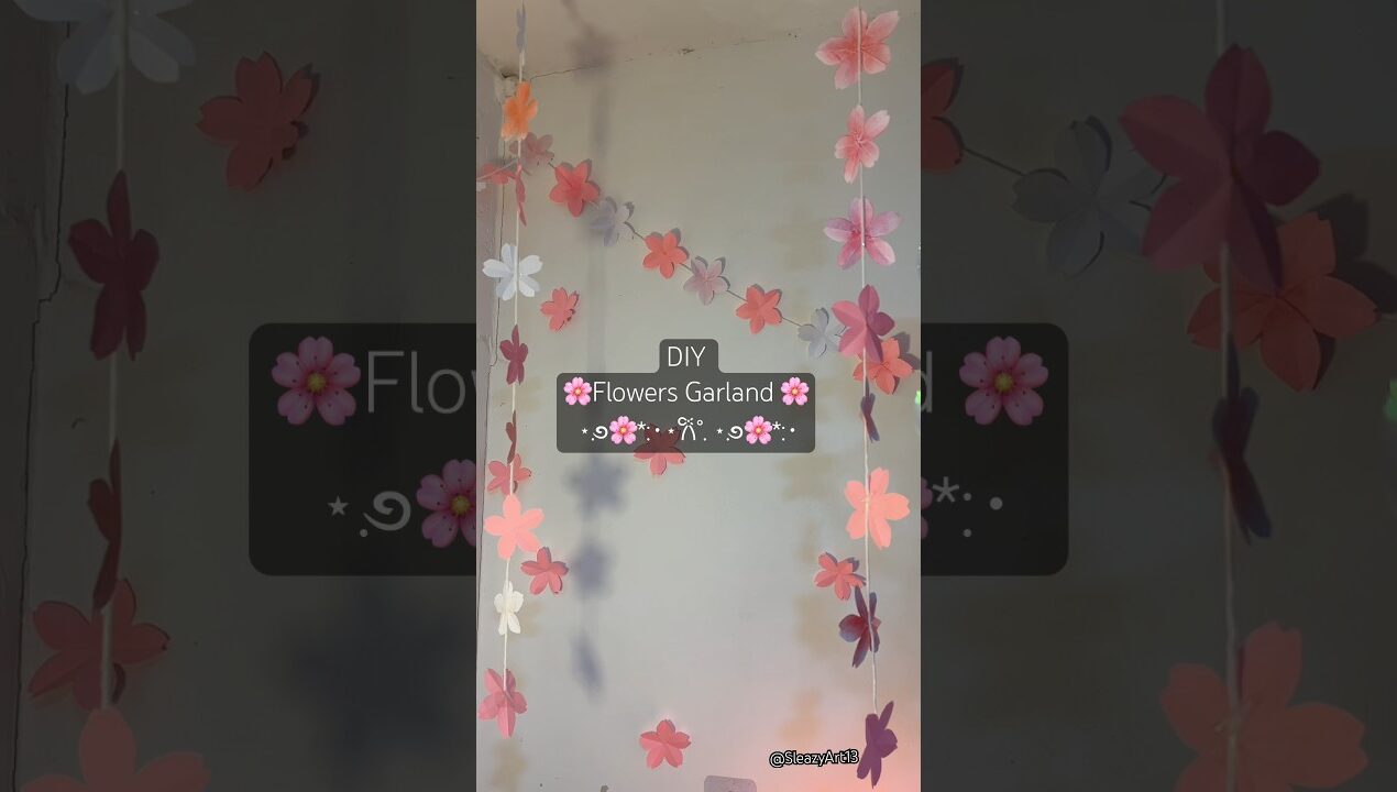 DIY Cherry blossom garland | Flower Garland DIY | room decor ideas 🌸#diy #easydiy #viraldiy