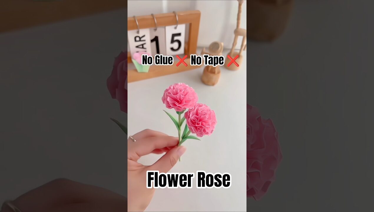 No Glue ❌ No Tape ❌ Roses #diy #craft #papercraft #craftideas #viral #trending