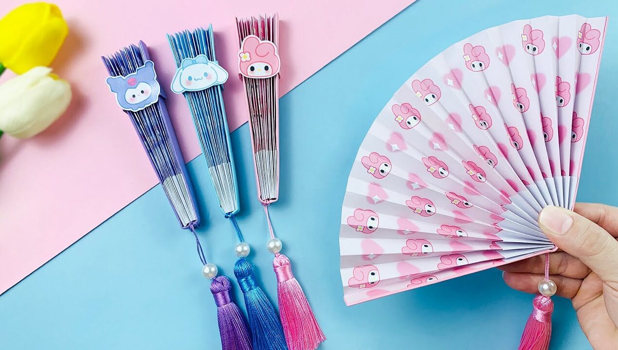 Cách Làm Quạt Cầm Tay Mini Bằng Giấy Dễ Thương Đơn Giản / DIY Mini Hand Fan