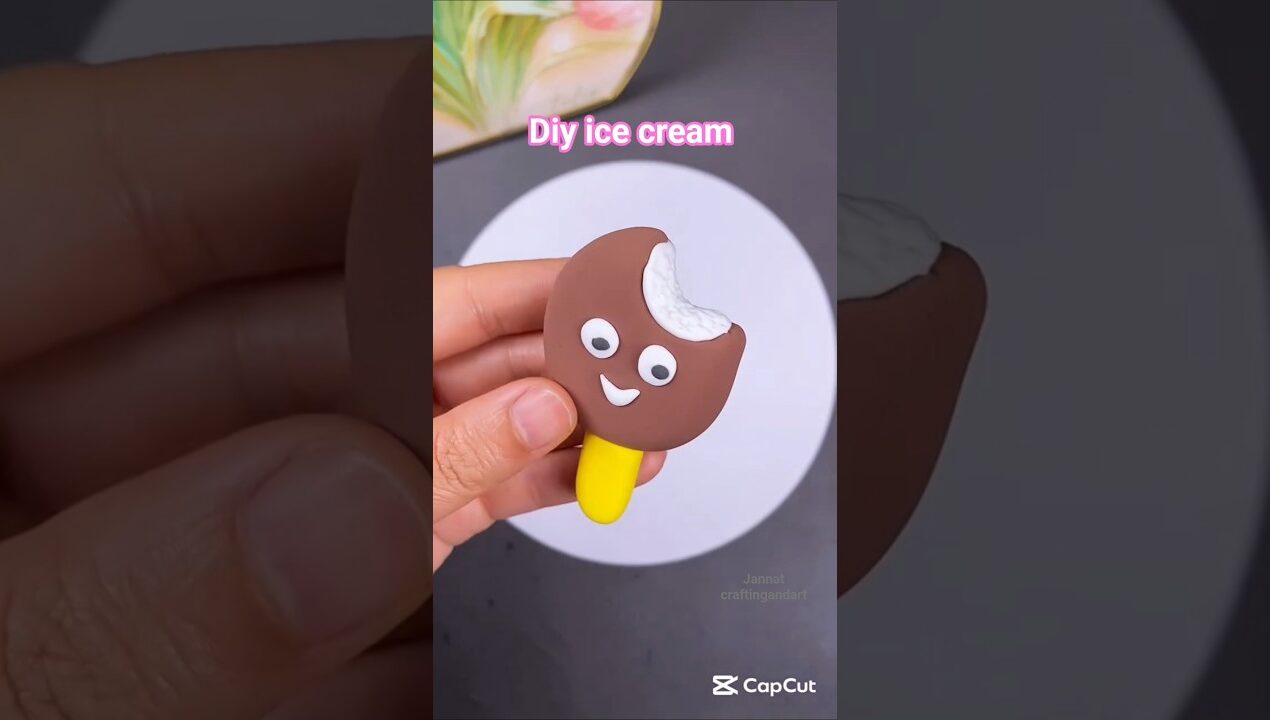 satisfying clay ice cream 🍦🍨 simple clay craft  #diy #icecream #claycraft #shorts #satisfying