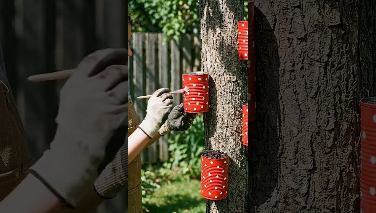 DIY Vertical Garden: Turn Old Tin Cans into Beautiful Planters! 🌸