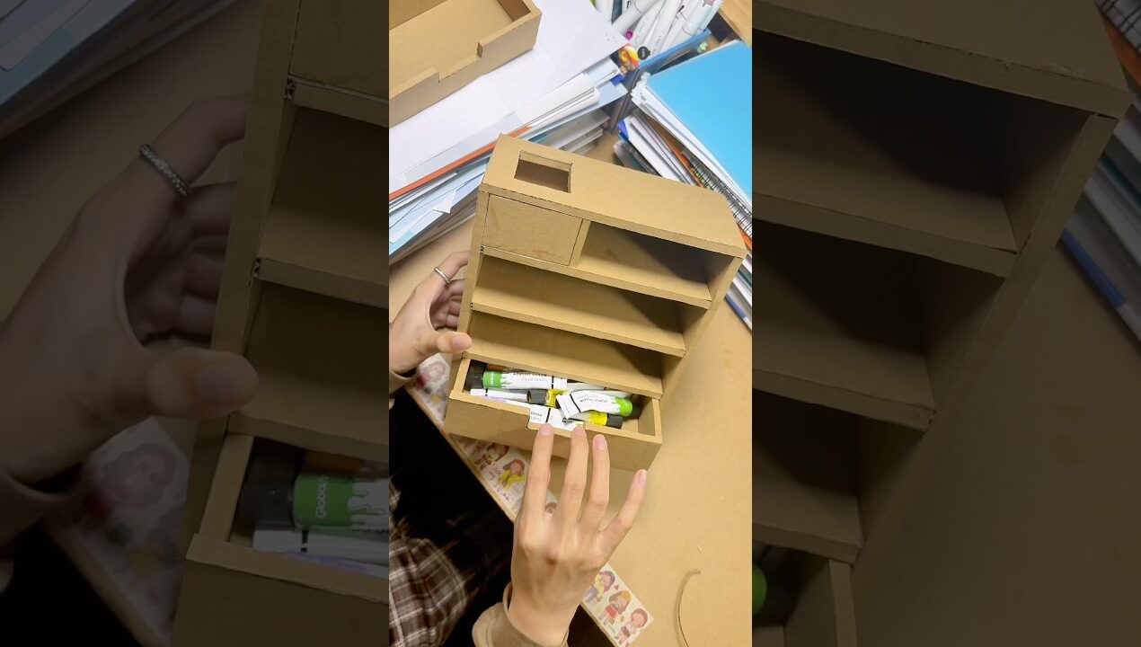 Làm tủ carton bàn học 😎 | craft idea #diy #shorts